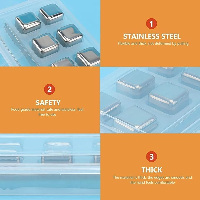 Stainless Steel Ice Cubes (6pcs set)